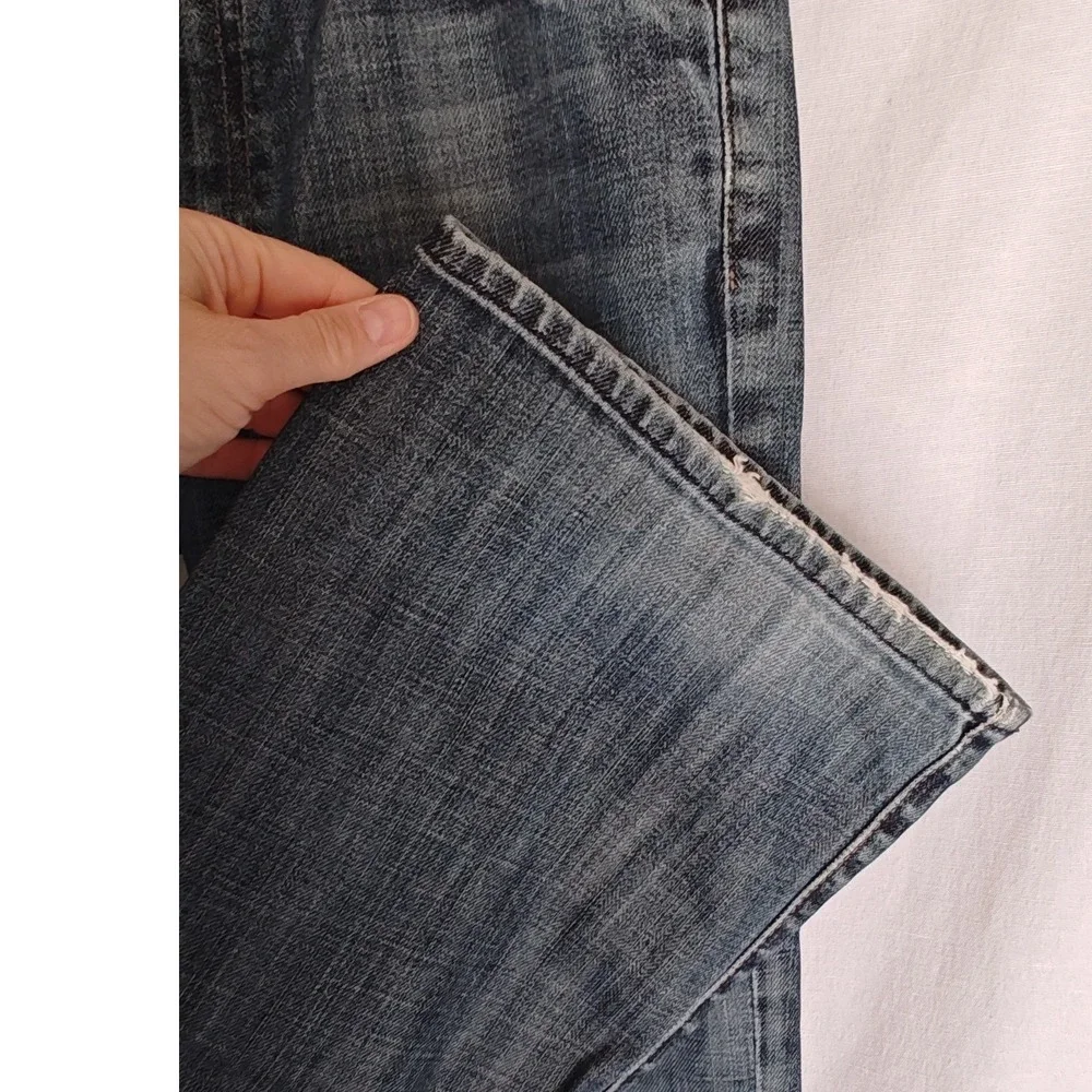 7 For All Mankind Bootcut Jeans 29 Blue Stretch Denim‎ Squiggle Y2K Low Rise